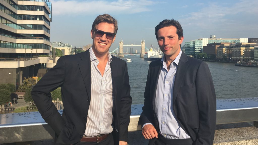 Berge Bulk CCO Duncan Bond (left) and Eurpean Representative Guy Newton (right) in front of the London Tower Bridge